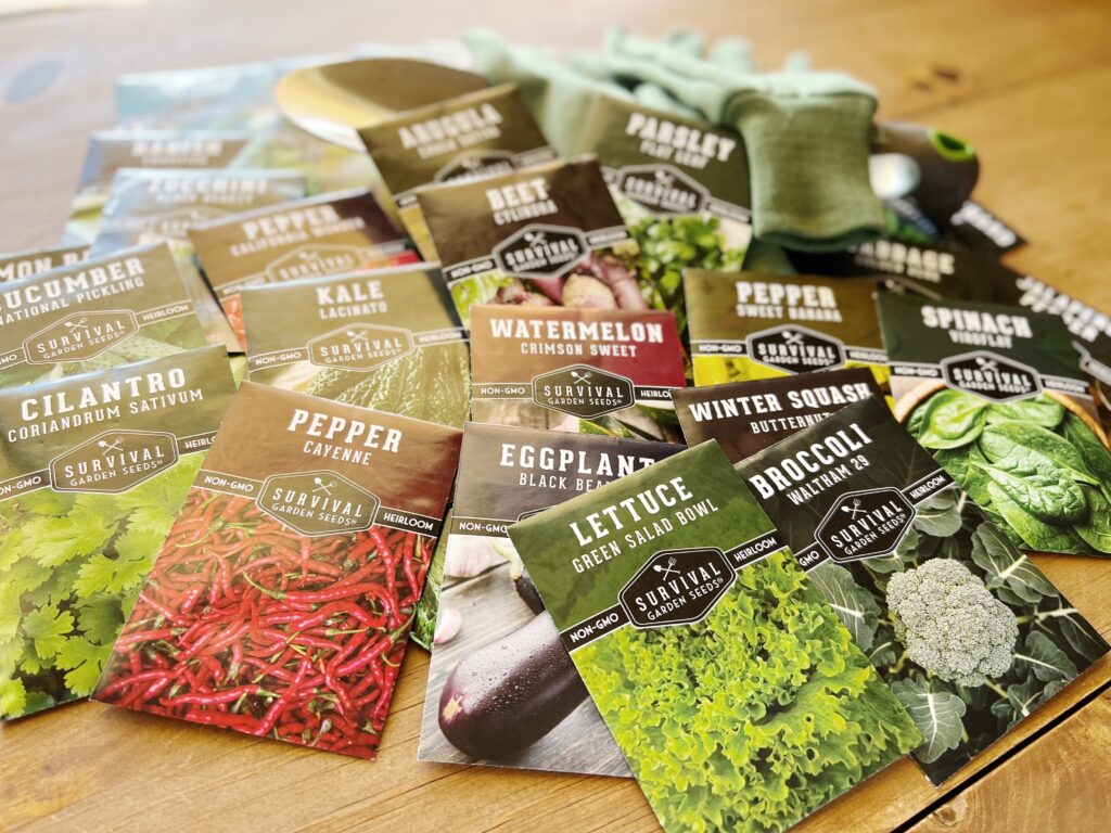 a variety of vegetable seed packets